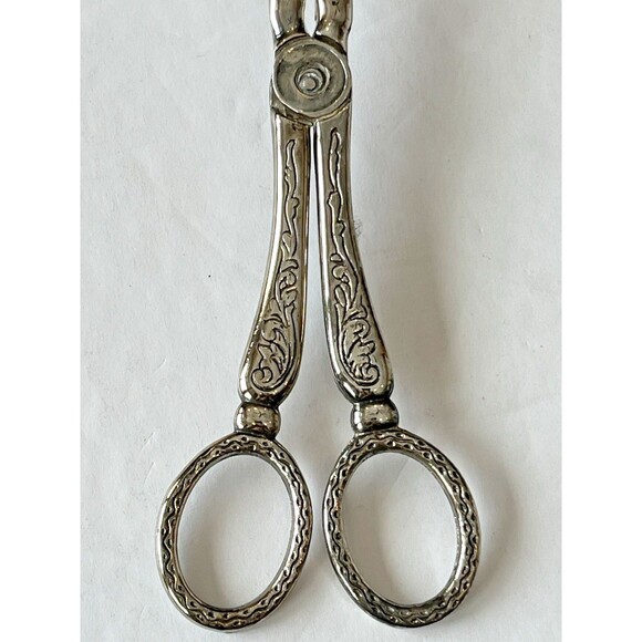 Vintage Italian Scissor Tongs Silverplate Fork and Spoon shape Fruit design - Picture 2 of 8
